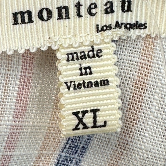 Monteau Kids Ruffle Cap Sleeve V Neck Striped Print Blouse - Pink Cream -size XL - Picture 4 of 6